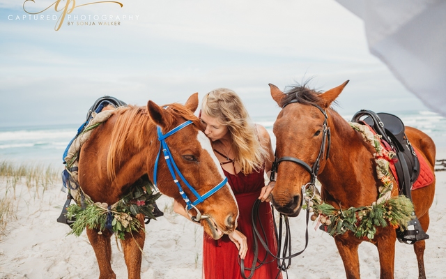 beach wedding horses gansbaai capturedphotography