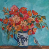 Poppies 4 - 82 x 82 x 2cm - Art by Annalene - Gansbaai