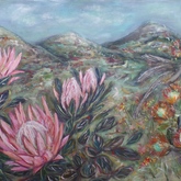 Fynbos Landscape - 120 x 70 x 5cm, R4650 - Art by Annalene - Gansbaai