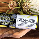 Our Black Truffle Chevre Style Chashew Cheese is rich and creamy. Like all of our chevre style cheeses it can be spread, sliced, or stirred into sauces