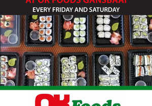 Sushi Available - Every Friday & Saturday