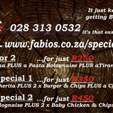 Specials - Fabio's - Hermanus