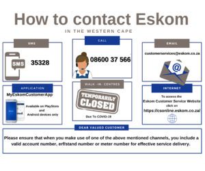How to contact Eskom in the Western Cape