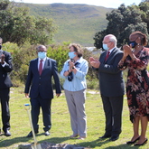 SANSA CEO Dr Val Munsami, Minister of Higher Education, Science &amp; Innovation Dr Blade Nzimande, SANSA Managing Director: Space Science Dr Lee-Anne McKinnell, Executive Mayor of the Overstrand Alderman Dudley Coetzee and SANSA Board Chairperson Ms Xoliswa Kakana at the ground breaking ceremony for a new state of the art 24-hour Regional Space Weather Centre - SANSA Hermanus - Xplorioâ„¢ Hermanus