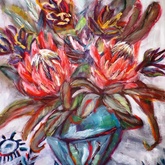 Vase with Proteas - Annelene (Lientjie) van der Colff - Xplorioâ„¢ Gansbaai