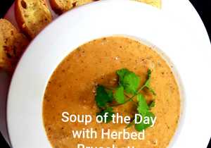 Soup and Herbed Bruschetta - R45