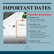 Important Dates in October 2021