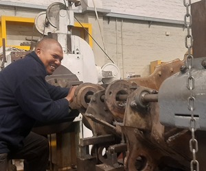 Line boring on an excavator bucket