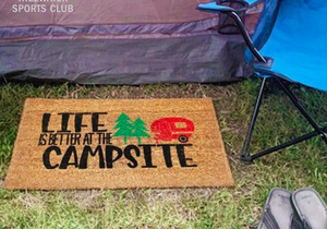 Camping tip: Bring a rug for the inside and outside of the tent