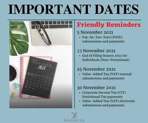 Important Dates in November 2021