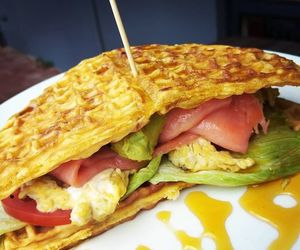 NEW:Â Salmon, Avocado and Scramble Egg Waffle