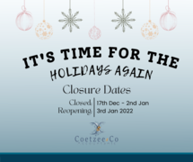 ClosedÂ 17 December 2021 to 2 January 2022