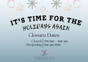 ClosedÂ 17 December 2021 to 2 January 2022