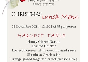25 December 2021: Christmas Lunch Menu