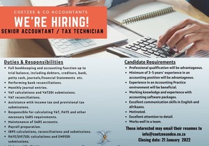 WE ARE HIRING! Senior Accountant / Tax Technician