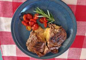 Sirloin SteakÂ Stuffed with Bacon, Cheddar Cheese and Garlic