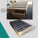 Double bed with storage compartment and foot end drawers for fully utilized storage - M + S Designs - Xplorioâ„¢ Gansbaai