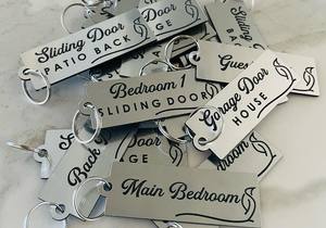 Modern, Brushed Steel Look Keyrings