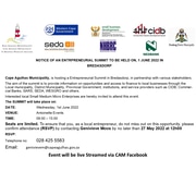 1 June 2022: Entrepreneurial SummitÂ  in Bredasdorp