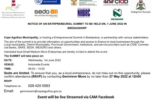 1 June 2022: Entrepreneurial SummitÂ in Bredasdorp
