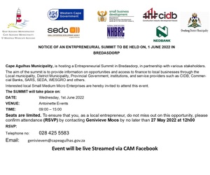 1 June 2022: Entrepreneurial SummitÂ in Bredasdorp