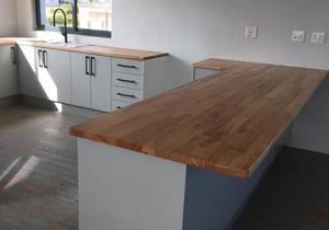Kitchen withÂ Solid Hardwood Countertops in Rubberwood
