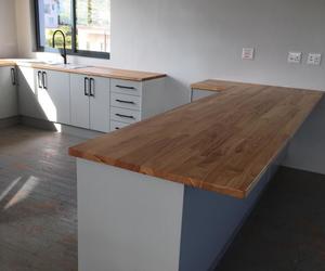 Kitchen withÂ Solid Hardwood Countertops in Rubberwood