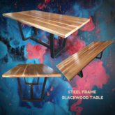 Black Wood Table with Steel Legs - M + S Designs - Xplorioâ„¢ Gansbaai