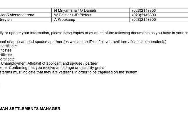 Form 2 - Theewaterskloof Municipality - Xplorioâ„¢ Caledon