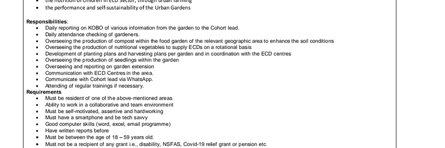 Job Application - Youth CafÃ© Villiersdorp - Xplorioâ„¢ Villiersdorp