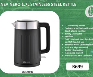 New: LINEA NERO 1.7L Stainless Steel Kettle