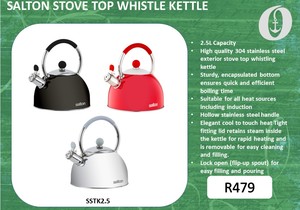 New: Salton Stove Top Whistle Kettle