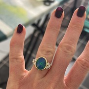 Opal and Diamond Engagement Ring