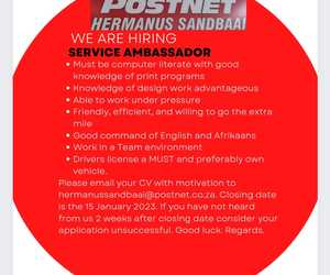 Vacancy in Hermanus: Service Ambassador